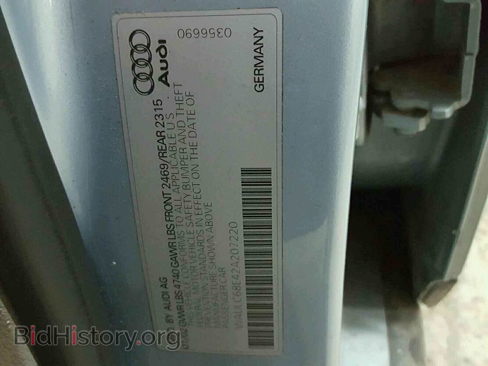 2002 AUDI A4 - VIN: WAULC68E42A207220 - Фото 10