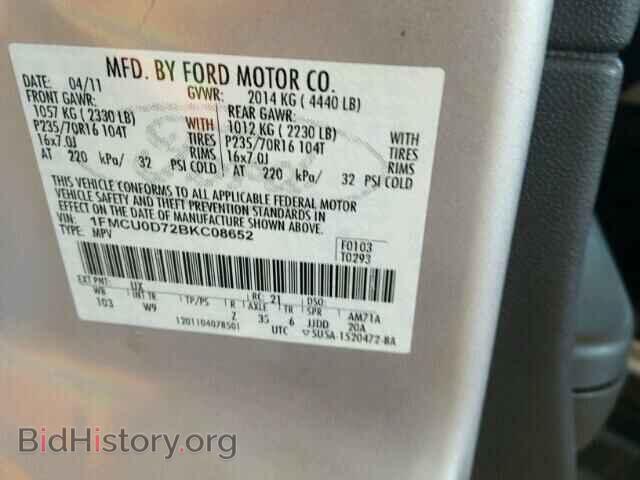 2011 FORD ESCAPE - VIN: 1FMCU0D72BKC08652 - Фото 10