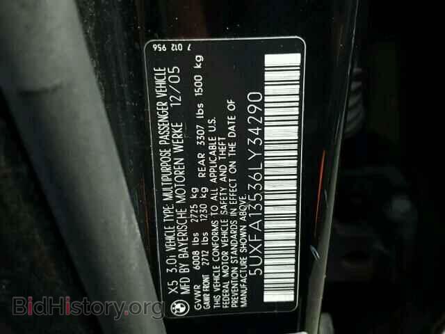 2006 BMW X5 - VIN: 5UXFA13536LY34290 - Фото 10