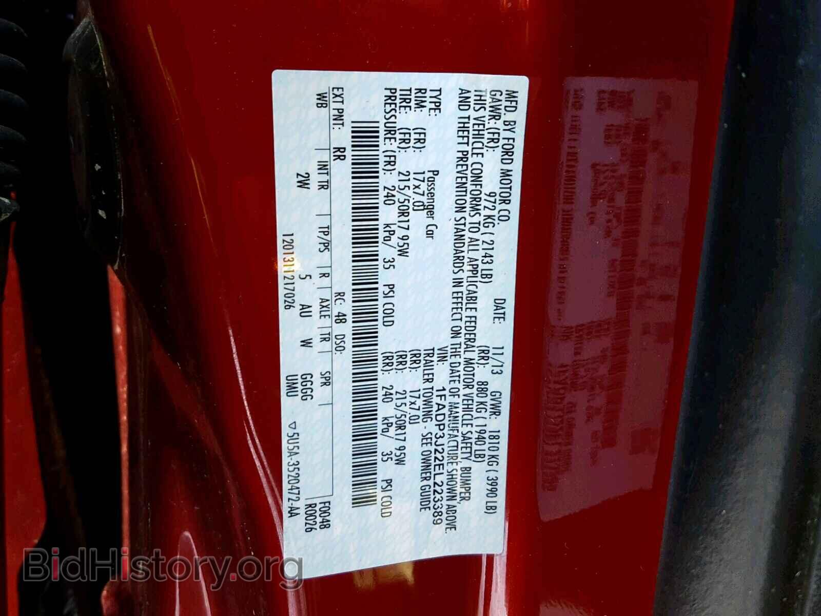 2014 FORD FOCUS - VIN: 1FADP3J22EL223389 - Фото 10