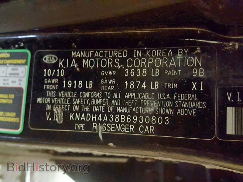 2011 Kia RIO BASE (VIN KNADH4A38B6930803) — фото 10 из 10