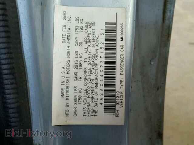2003 MITSUBISHI ECLIPSE - VIN: 4A3AC44G23E152151 - Photo 10