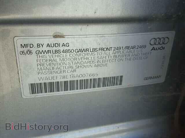 2006 AUDI A4 - VIN: WAUEF78E16A007665 - Фото 10