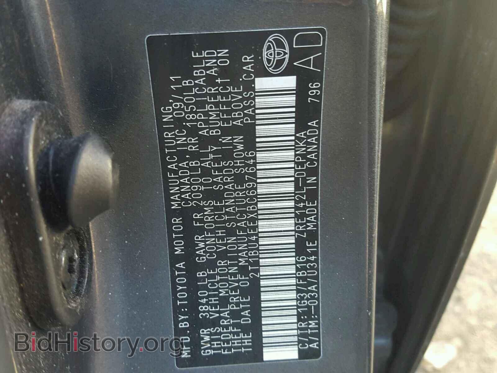 2011 TOYOTA COROLLA BA - VIN: 2T1BU4EEXBC697646 - Фото 10