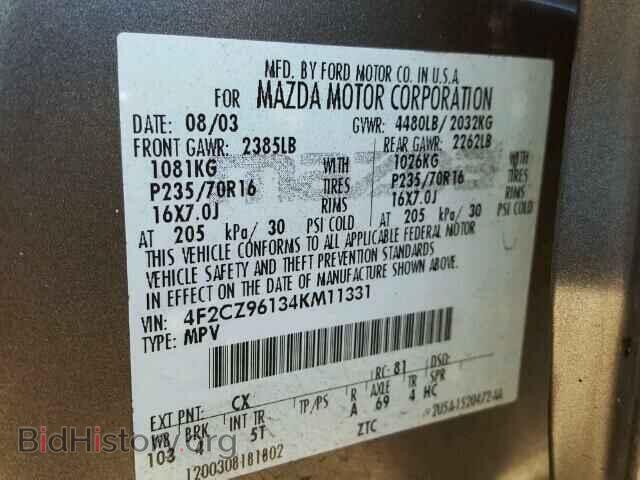 2004 MAZDA TRIBUTE - VIN: 4F2CZ96134KM11331 - Фото 10