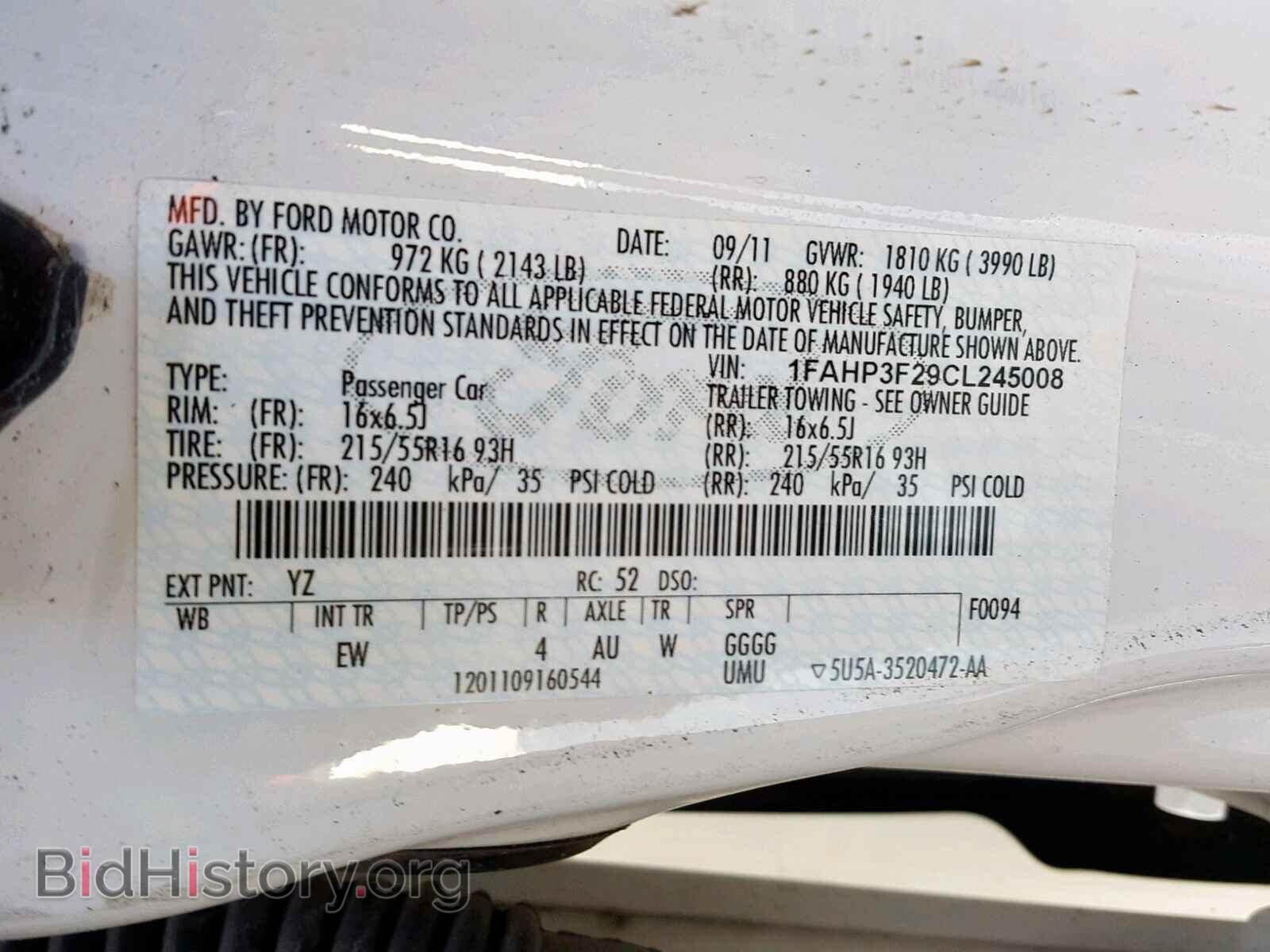 2012 FORD FOCUS SE - VIN: 1FAHP3F29CL245008 - Фото 10