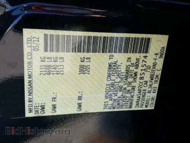 2012 NISSAN MAXIMA - VIN: 1N4AA5AP2CC851574 - Photo 10