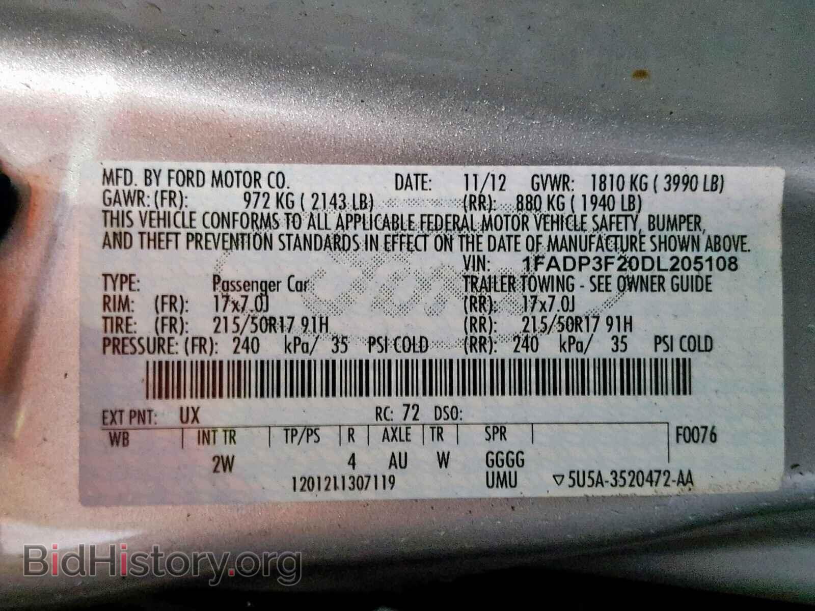 2013 FORD FOCUS SE - VIN: 1FADP3F20DL205108 - Фото 10