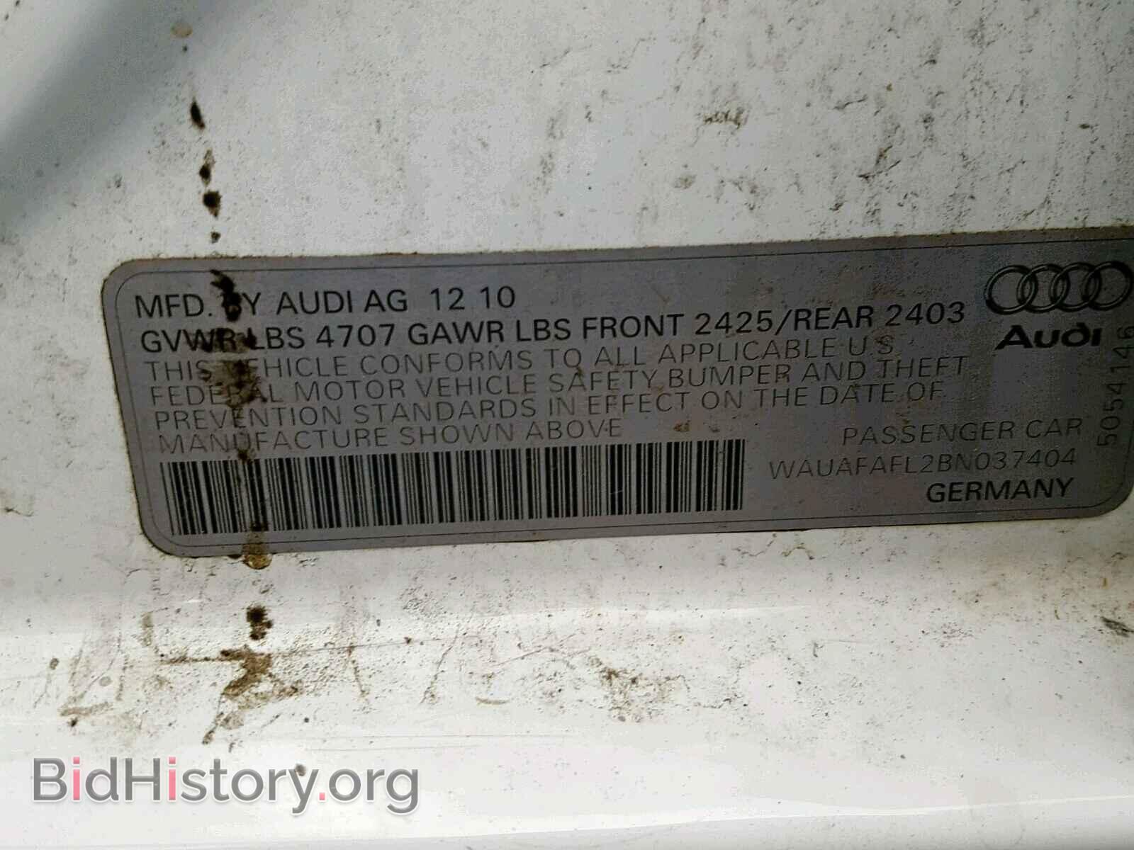 2011 AUDI A4 - VIN: WAUAFAFL2BN037404 - Фото 10