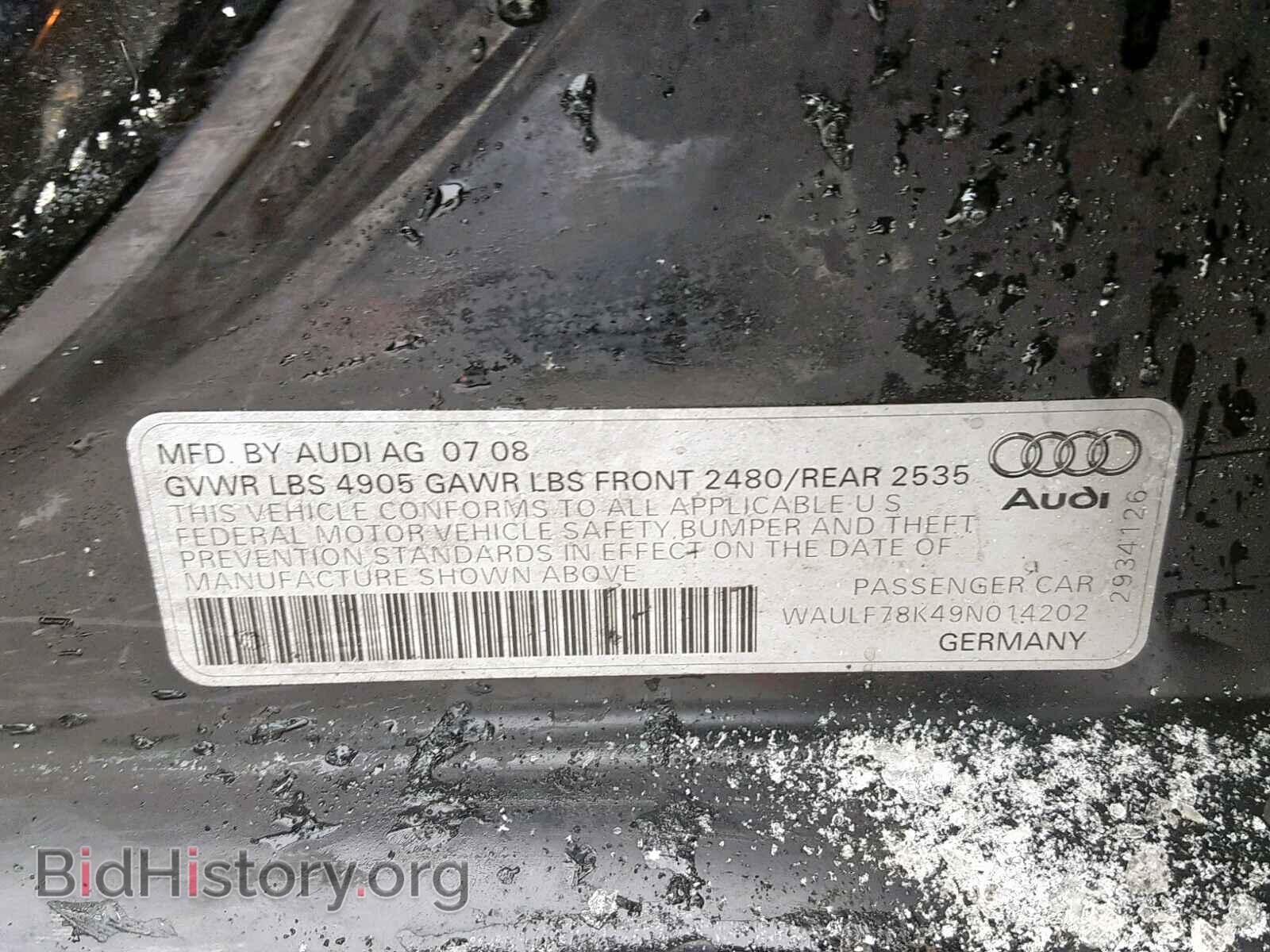 2009 AUDI A4 - VIN: WAULF78K49N014202 - Фото 10