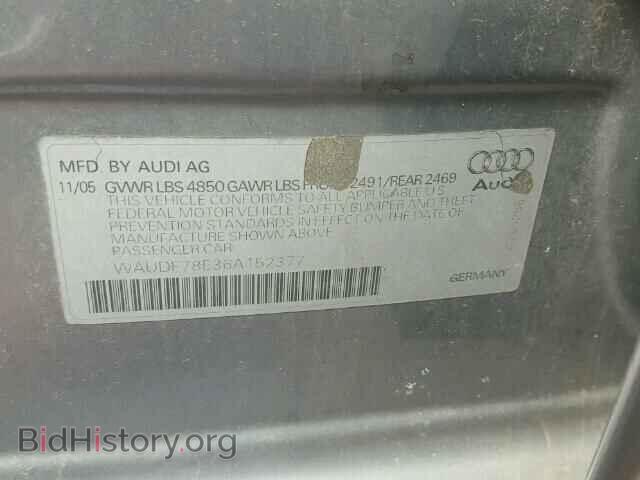 2006 AUDI A4 - VIN: WAUDF78E36A152377 - Фото 10