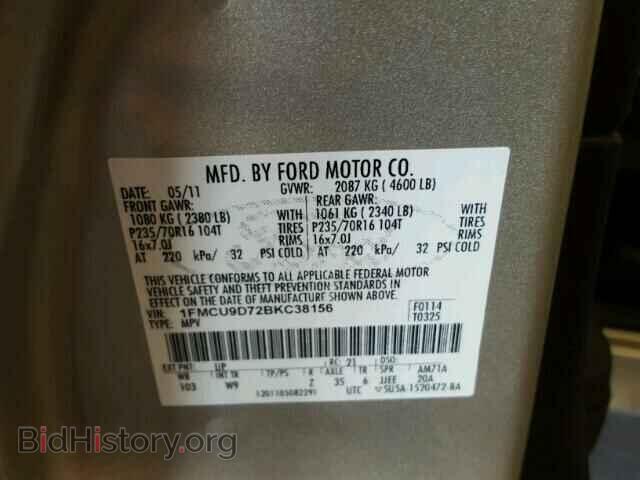 2011 FORD ESCAPE - VIN: 1FMCU9D72BKC38156 - Фото 10