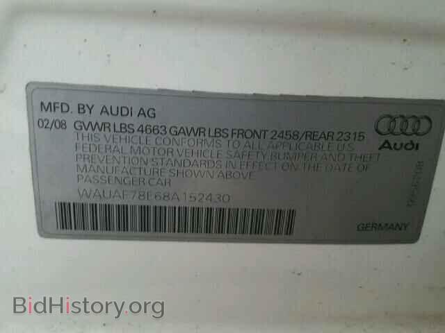 2008 AUDI A4 - VIN: WAUAF78E68A152430 - Фото 10
