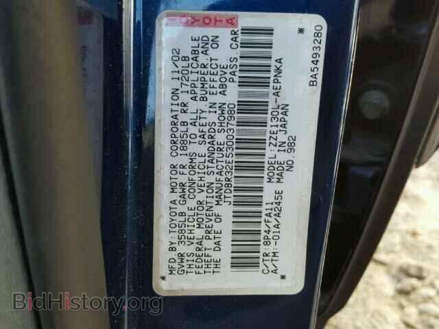 2003 TOYOTA COROLLA - VIN: JTDBR32E530037980 - Фото 10