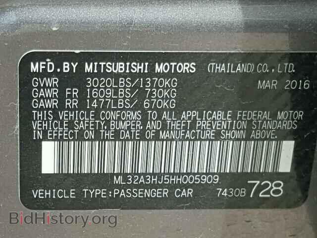 2017 MITSUBISHI MIRAGE - VIN: ML32A3HJ5HH005909 - Фото 10