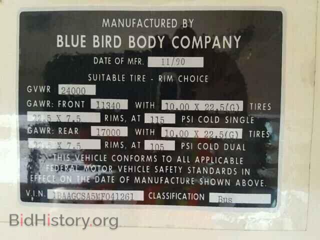 1991 BLUE BIRD ALL MODELS - VIN: 1BAAGCSA5MF041261 - Фото 10
