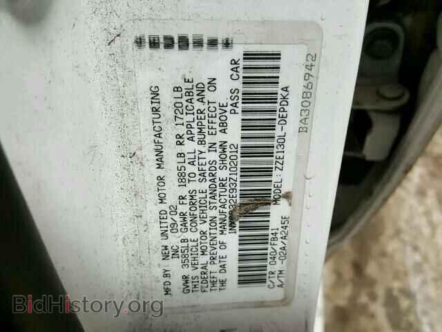 2003 TOYOTA COROLLA - VIN: 1NXBR32E93Z102012 - Фото 10