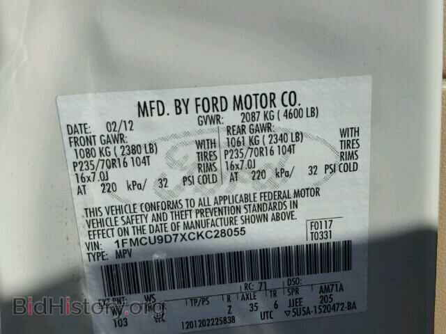 2012 FORD ESCAPE - VIN: 1FMCU9D7XCKC28055 - Фото 10