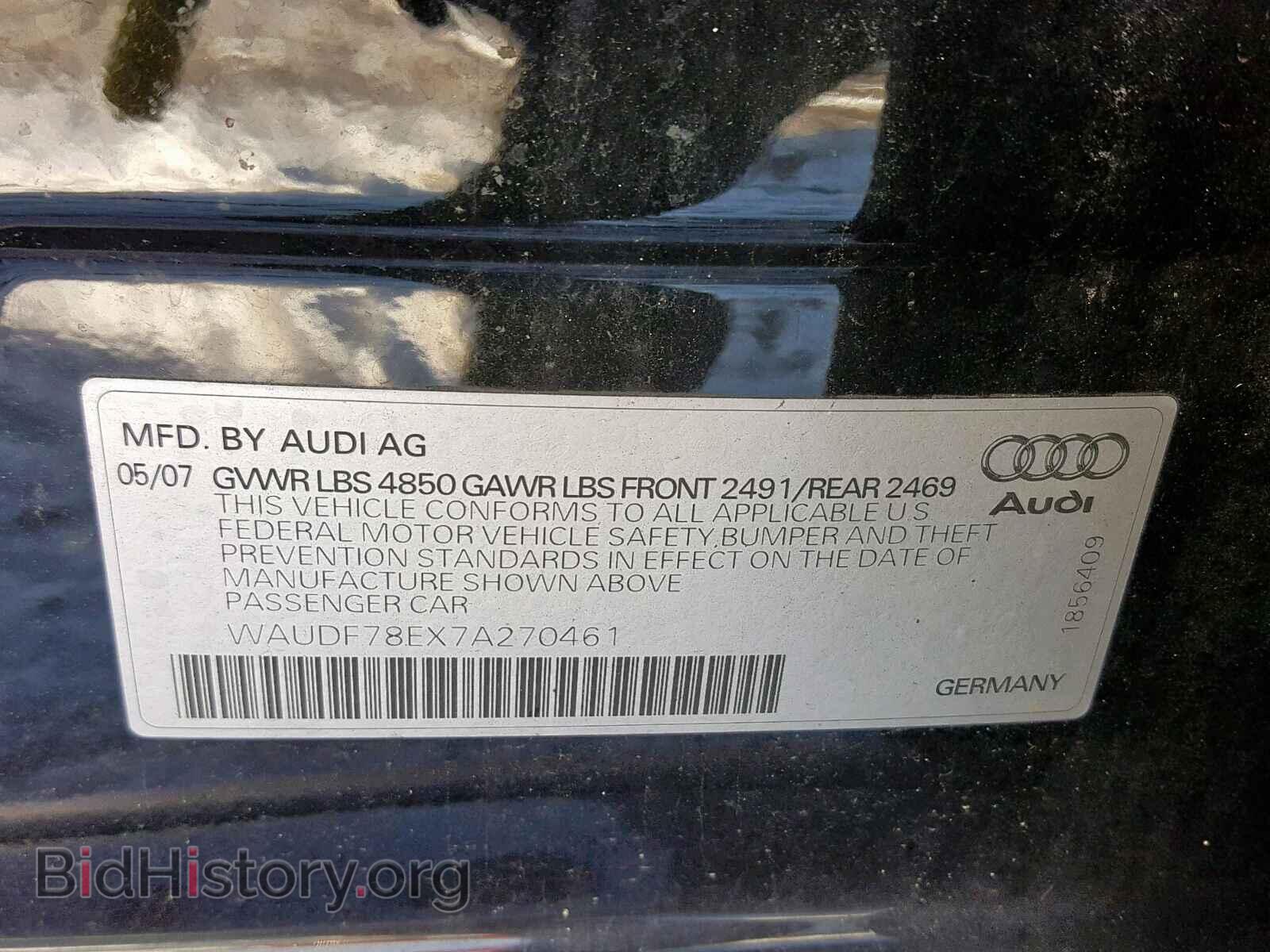 2007 AUDI A4 - VIN: WAUDF78EX7A270461 - Фото 10