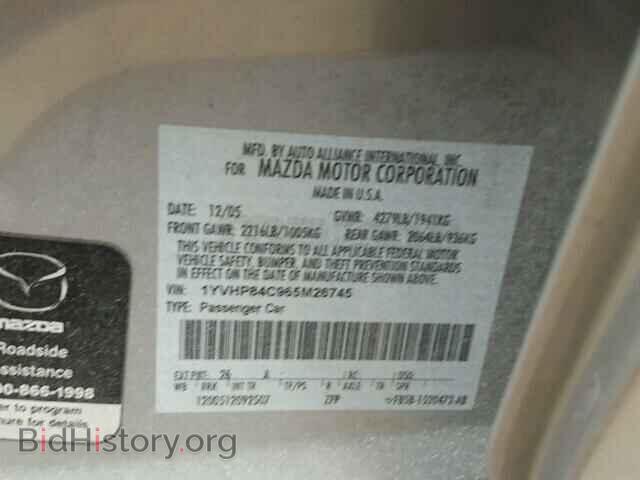2006 MAZDA 6 - VIN: 1YVHP84C965M26745 - Фото 10