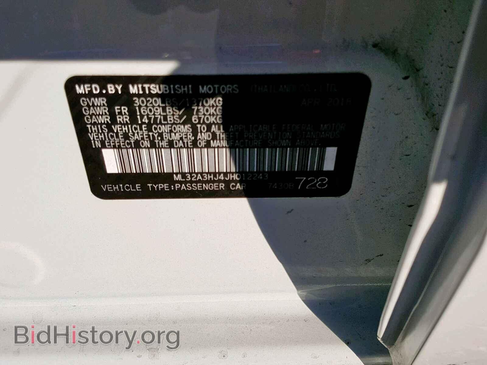 2018 MITSUBISHI MIRAGE - VIN: ML32A3HJ4JH012243 - Фото 10