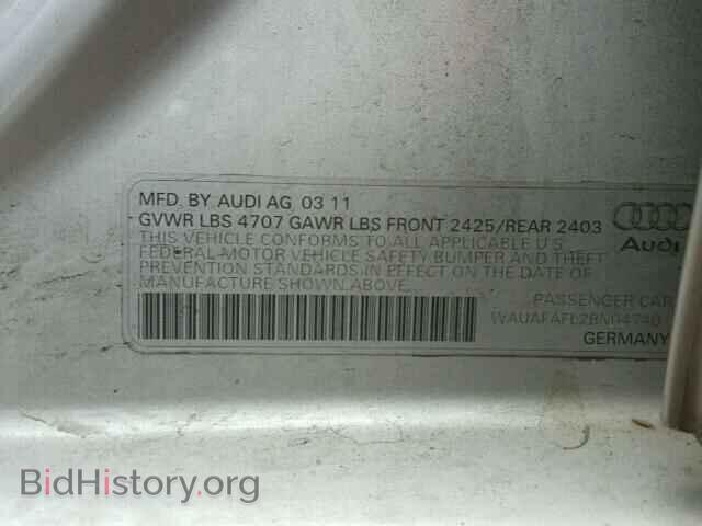 2011 AUDI A4 - VIN: WAUAFAFL2BN047401 - Фото 10