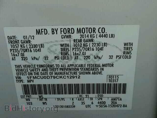 2012 FORD ESCAPE - VIN: 1FMCU0D79CKC12912 - Фото 10