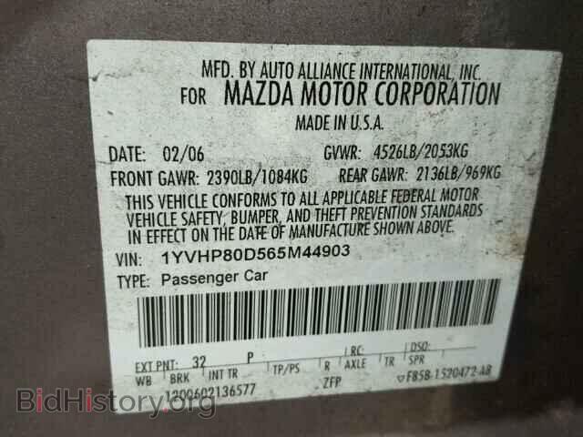 2006 MAZDA 6 - VIN: 1YVHP80D565M44903 - Photo 10