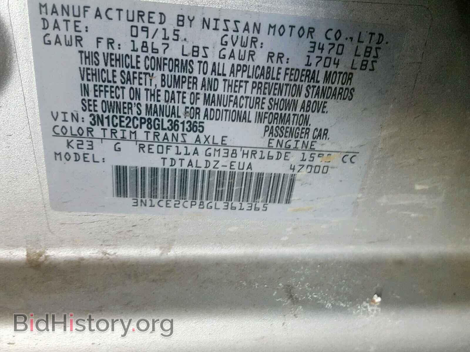 2016 NISSAN VERSA - VIN: 3N1CE2CP8GL361365 - Photo 10