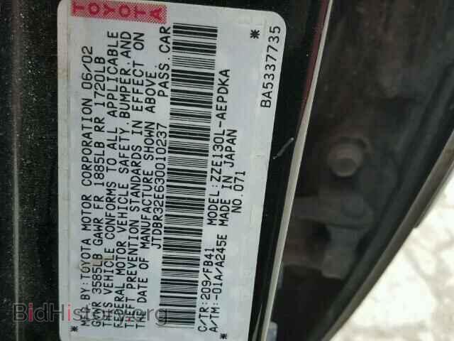 2003 TOYOTA COROLLA - VIN: JTDBR32E630010237 - Фото 10