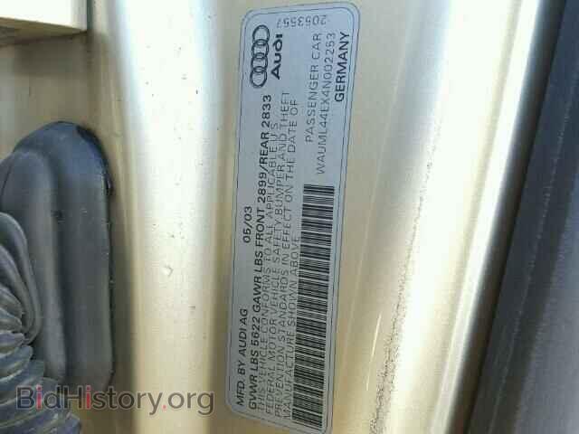 2004 AUDI A8 - VIN: WAUML44EX4N002253 - Фото 10