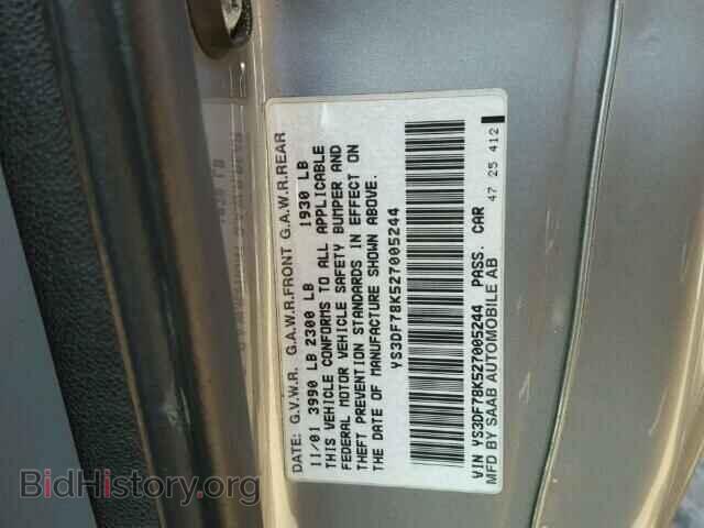 2002 SAAB 9 3 - VIN: YS3DF78K527005244 - Фото 10