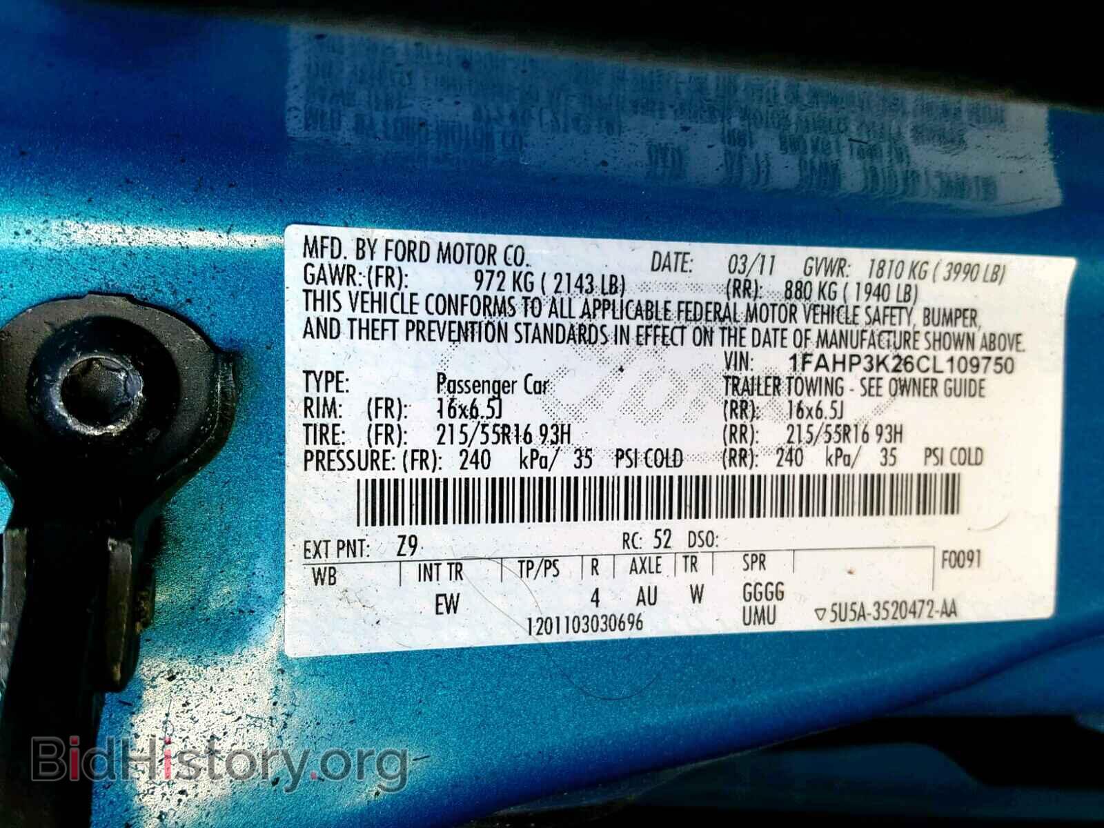 2012 FORD FOCUS SE - VIN: 1FAHP3K26CL109750 - Фото 10