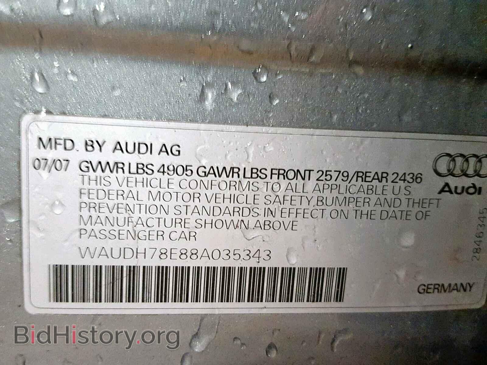2008 AUDI A4 - VIN: WAUDH78E88A035343 - Фото 10