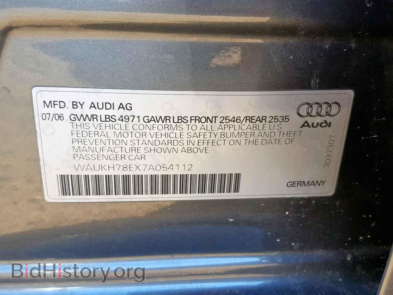2007 AUDI A4 - VIN: WAUKH78EX7A054112 - Фото 10