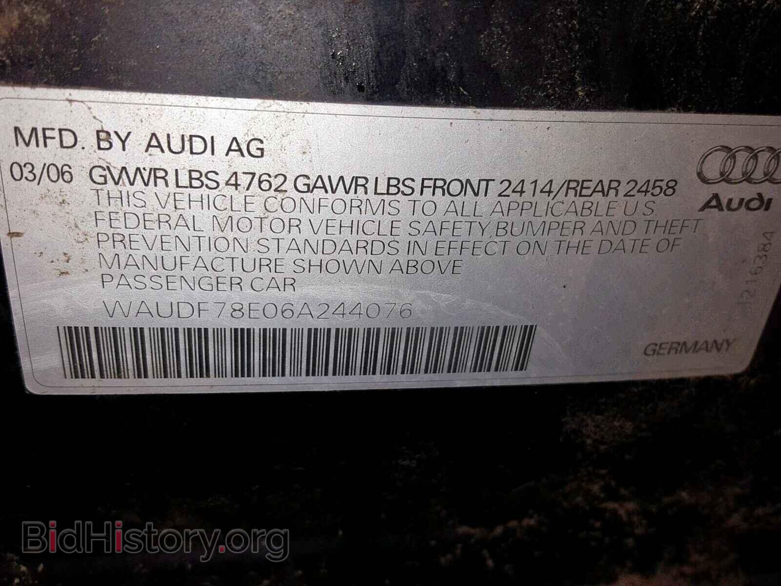 2006 AUDI A4 - VIN: WAUDF78E06A244076 - Photo 10