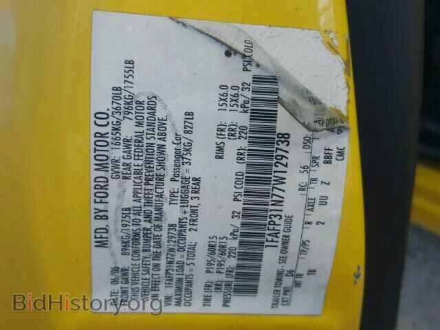 2007 FORD FOCUS - VIN: 1FAFP31N77W129738 - Фото 10