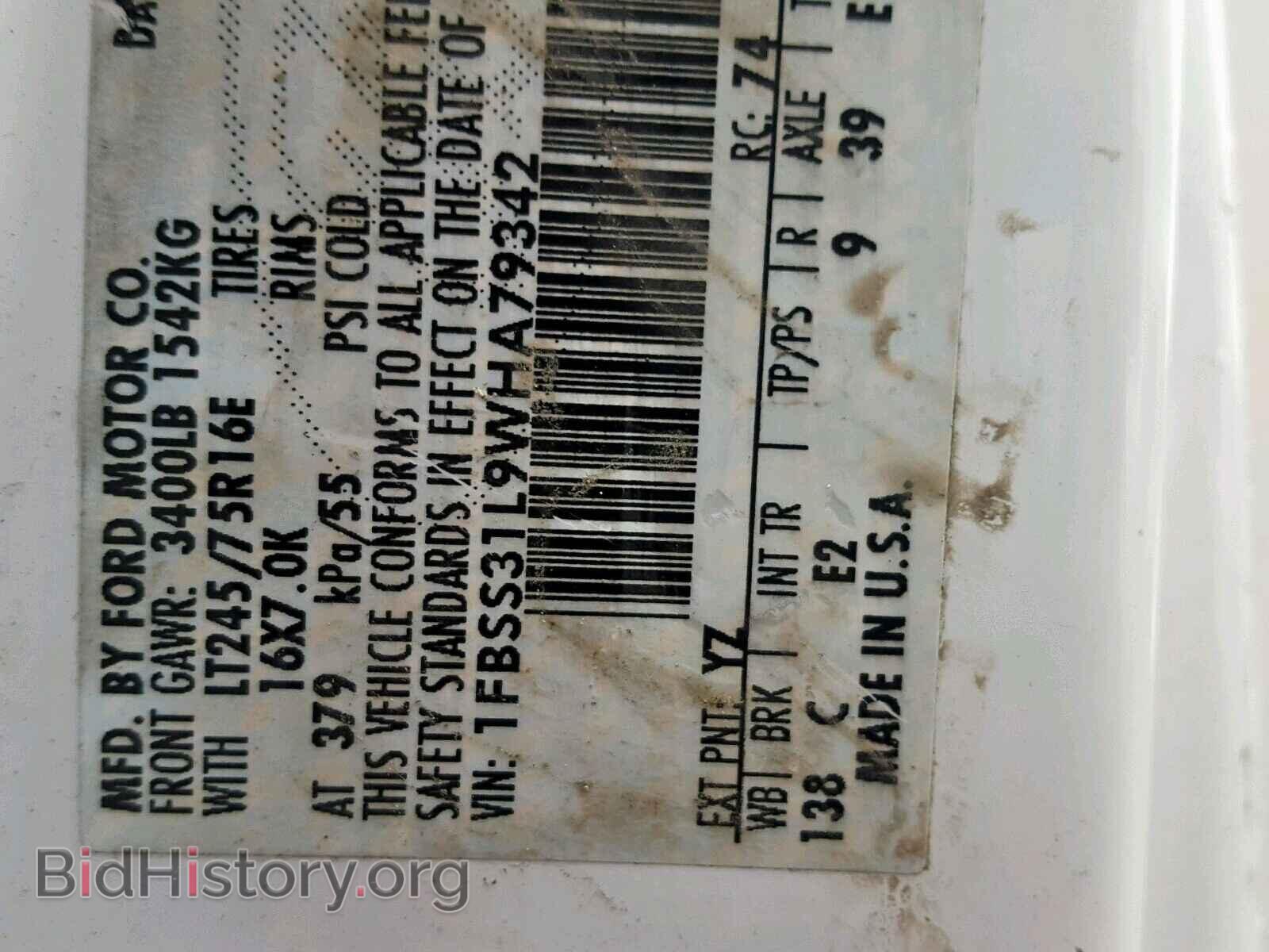1998 FORD ECONOLINE - VIN: 1FBSS31L9WHA79342 - Фото 10