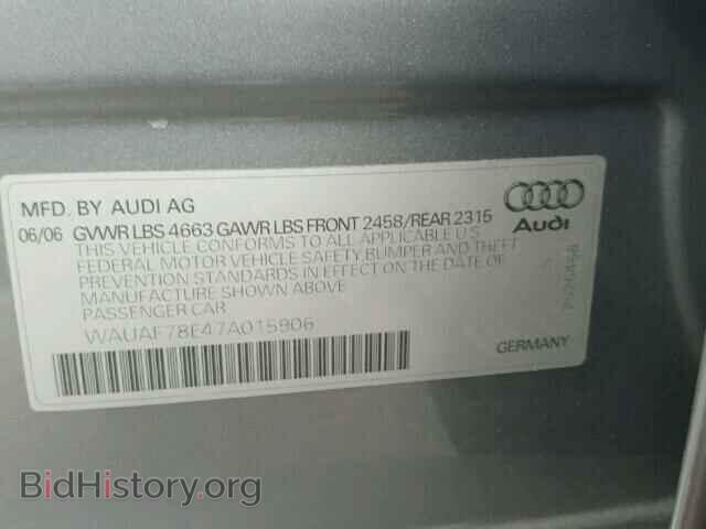 2007 AUDI A4 - VIN: WAUAF78E47A015906 - Фото 10