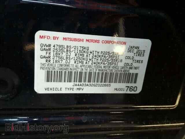 2016 MITSUBISHI OUTLANDER - VIN: JA4AD3A32GZ022665 - Фото 9