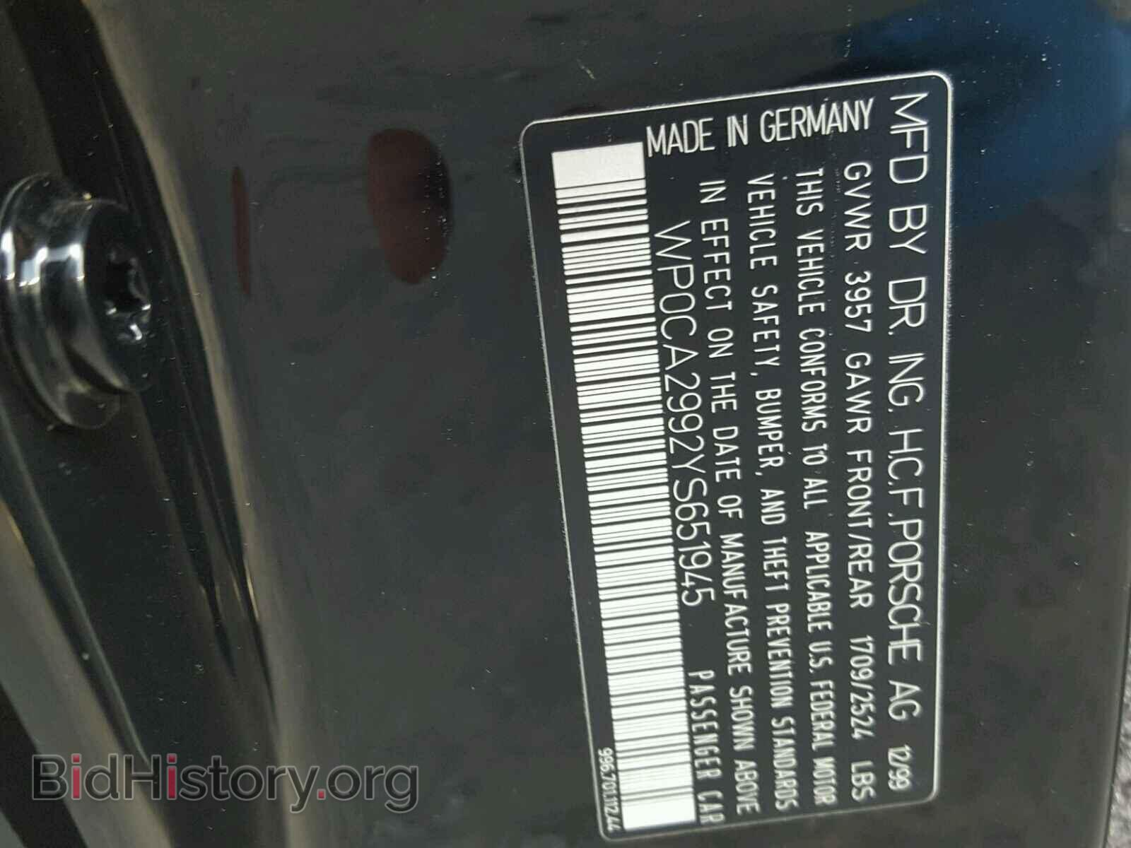 2000 PORSCHE 911 - VIN: WP0CA2992YS651945 - Фото 10