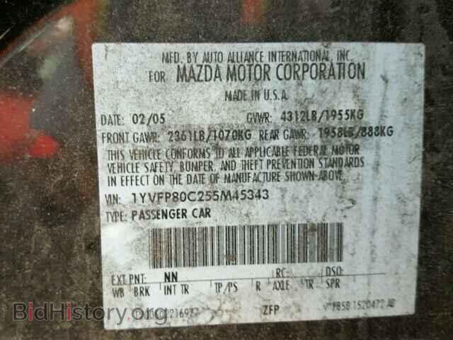 2005 MAZDA 6 - VIN: 1YVFP80C255M45343 - Photo 10