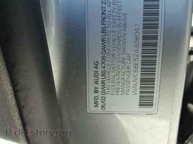 2002 AUDI A4 - VIN: WAUVC68E52A308047 - Фото 10