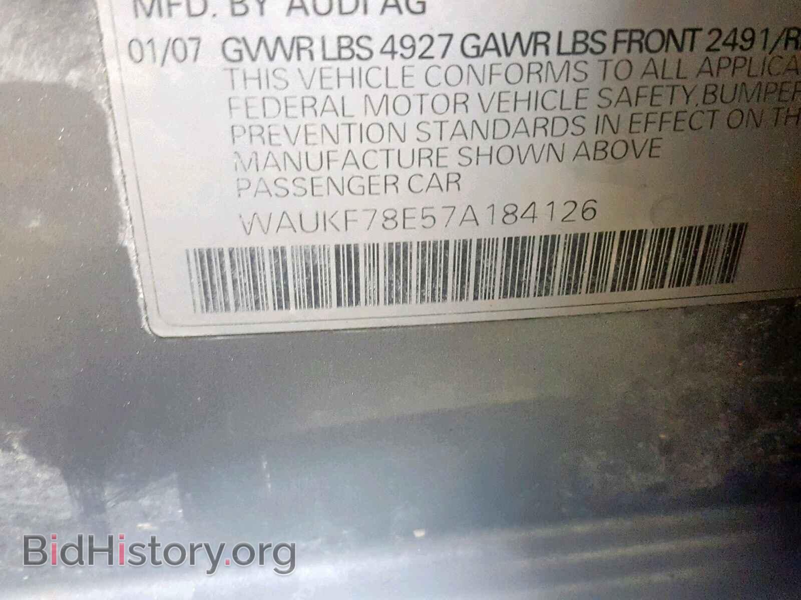 2007 AUDI A4 - VIN: WAUKF78E57A184126 - Фото 10