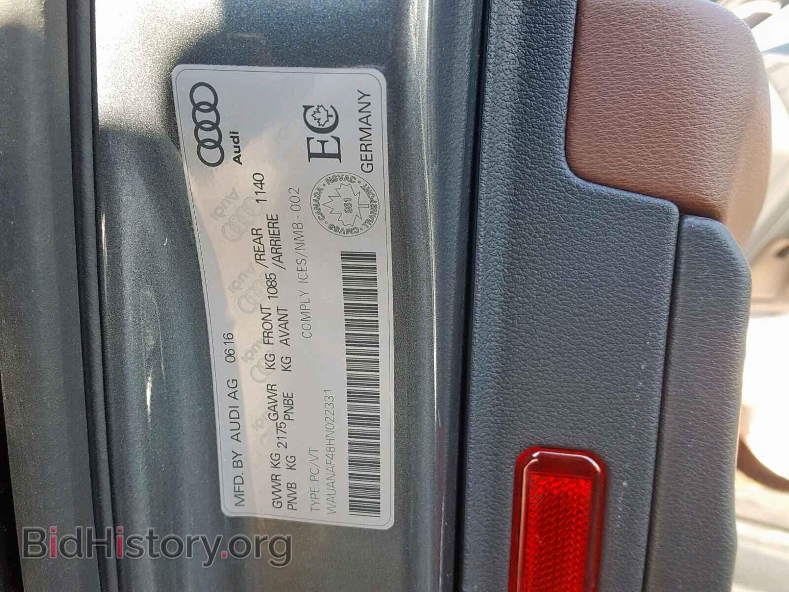 2017 AUDI A4 - VIN: WAUANAF48HN022331 - Photo 10