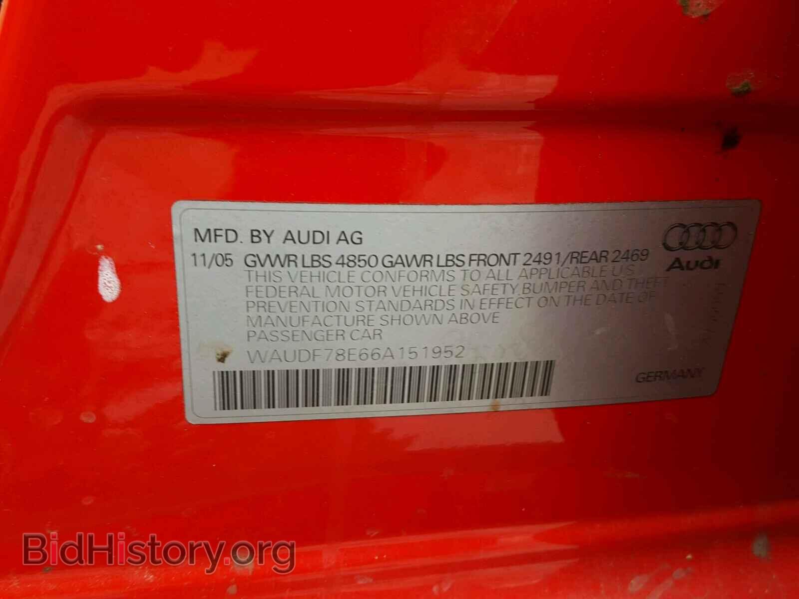 2006 AUDI A4 - VIN: WAUDF78E66A151952 - Photo 10