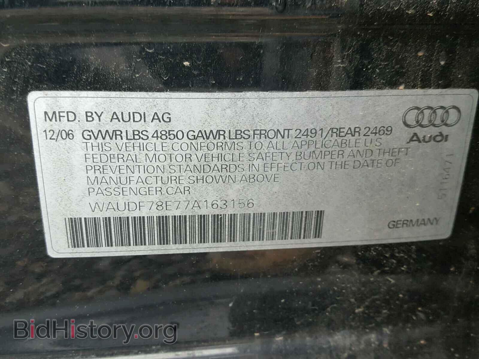 2007 AUDI A4 - VIN: WAUDF78E77A163156 - Фото 10