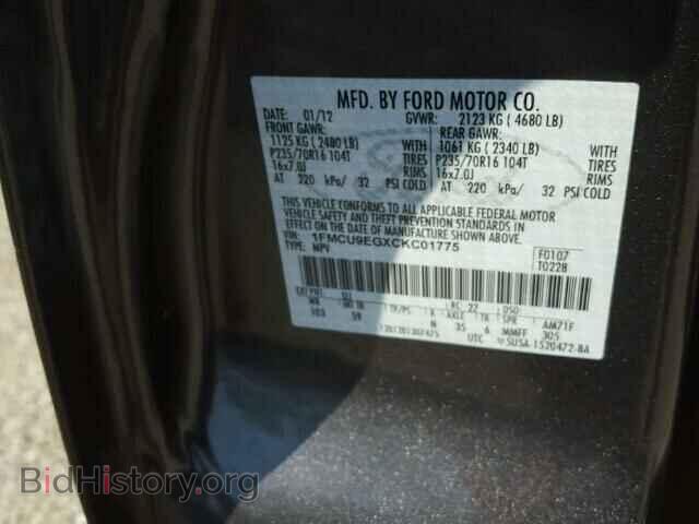 2012 FORD ESCAPE - VIN: 1FMCU9EGXCKC01775 - Фото 10