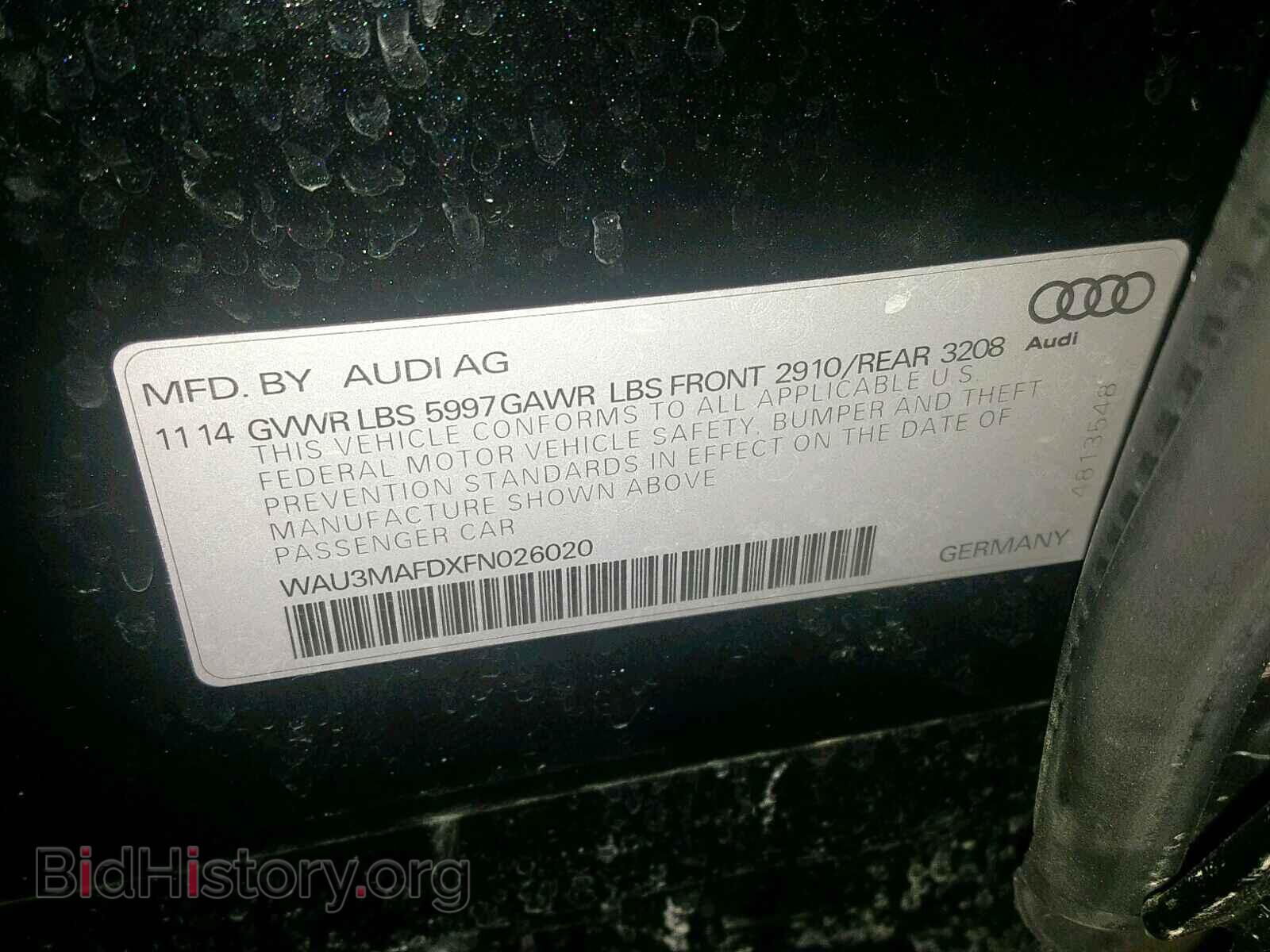 2015 AUDI A8 - VIN: WAU3MAFDXFN026020 - Фото 10