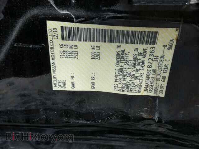 2011 NISSAN MAXIMA S - VIN: 1N4AA5AP0BC822363 - Фото 10